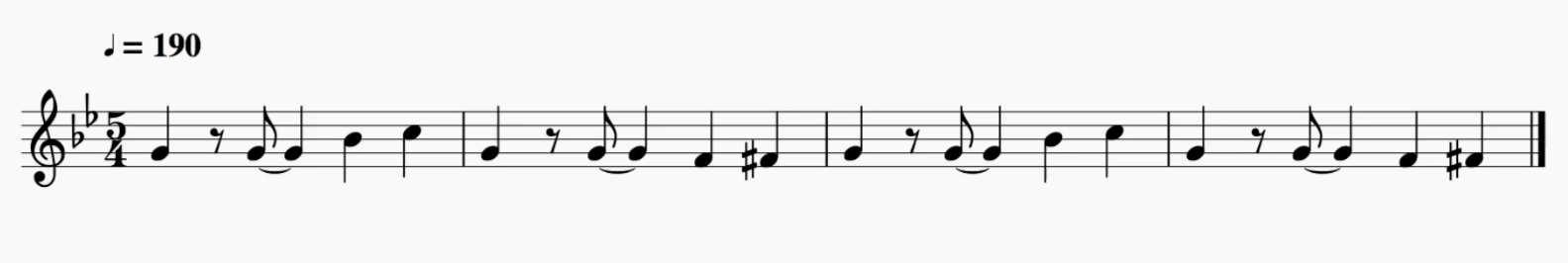 Odd meter: 5/4 time signature